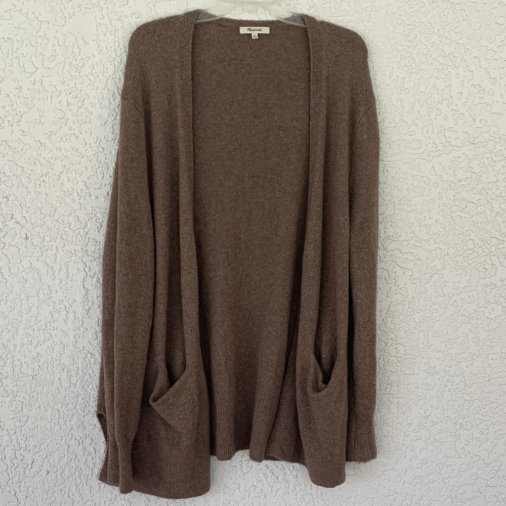 Madewell Chocolate Brown Open-Front Pocket Cardigan size XL